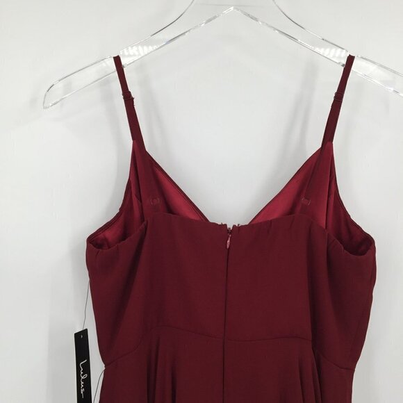 Lulus All About Love v-neck spaghetti strap chiffon wine maxi formal dress new M - Picture 6 of 7